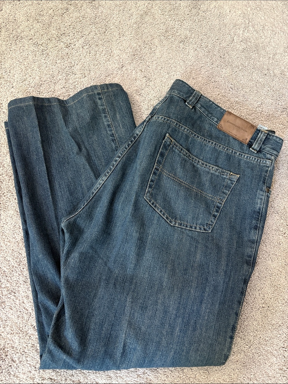 Ermeneglido Zenga Men's Blue Denim Jeans - Classic Straight Fit 43